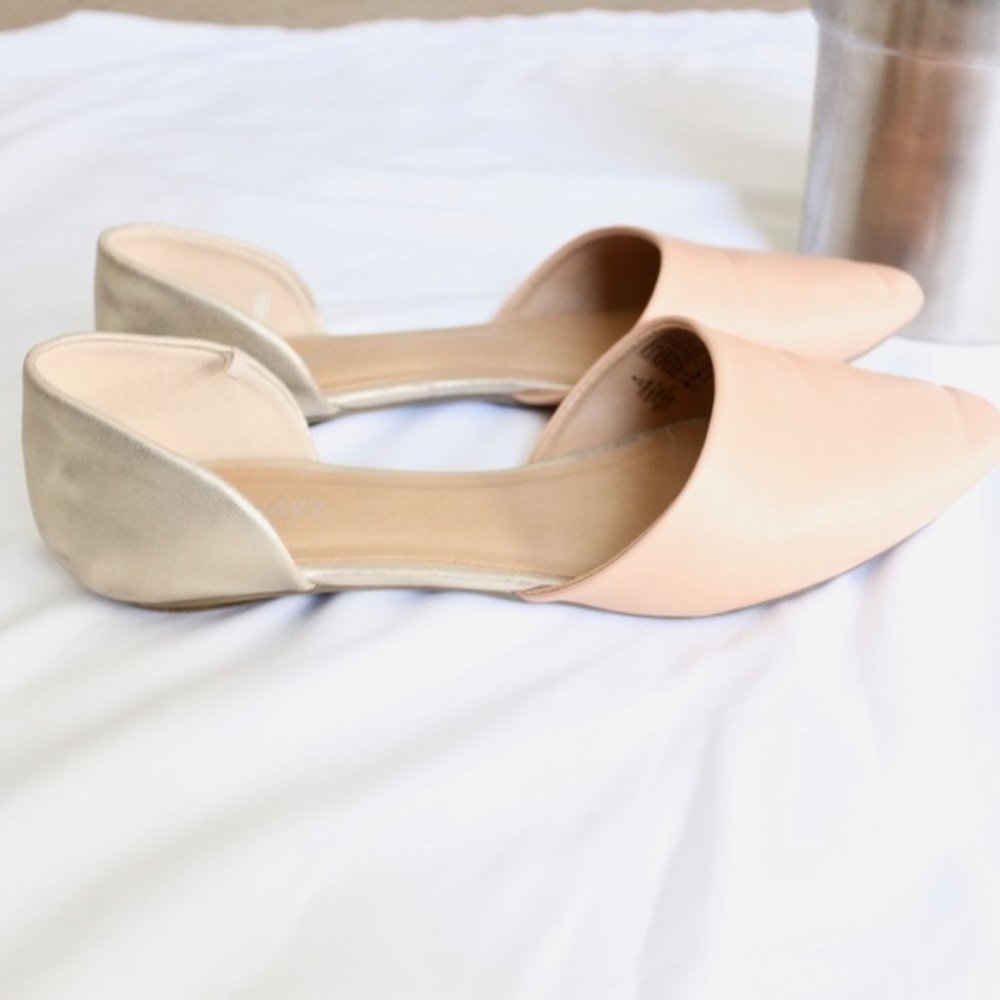 Gold and Nude Flats Pointed Toe